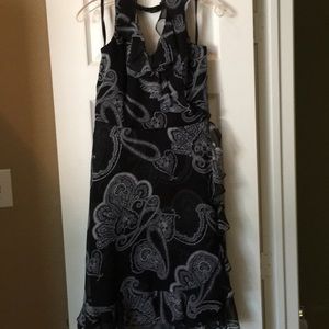 WHBM Print Dress With Ruffle Detail